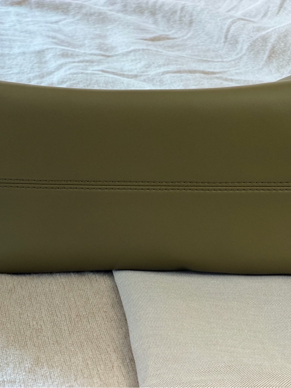 Donna Karan Olive Green Leather Satchel with Gold Accent - Picture 10 of 15